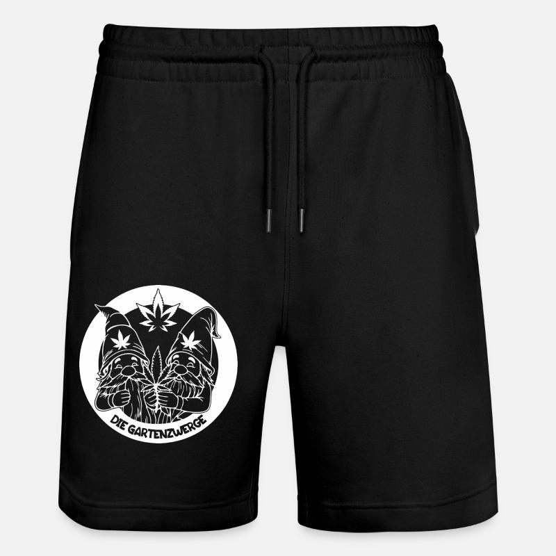 Kiffer Gartenzwerge mit Hanfblatt - Stanley/Stella Unisex Bio Joggingshorts Trainer  - Schwarz