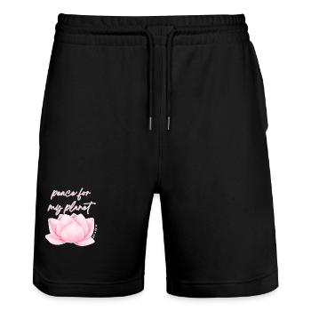 Lotus Peace - Stanley/Stella Unisex Bio Joggingshorts Trainer  - Schwarz - Vorne - Nik (191cm) & Marisol (170cm)