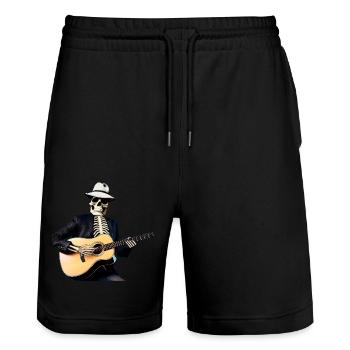 Skelett spielt Gitarre, Lustiges Halloween-Skelett - Stanley/Stella Unisex Bio Joggingshorts Trainer  - Schwarz - Vorne - Nik (191cm) & Marisol (170cm)