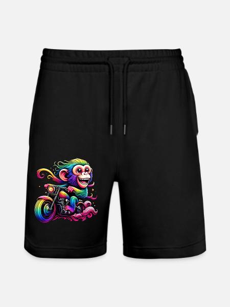 Regenbogenaffe am Regenbogensteuer - Stanley/Stella Unisex Bio Joggingshorts Trainer  - Schwarz