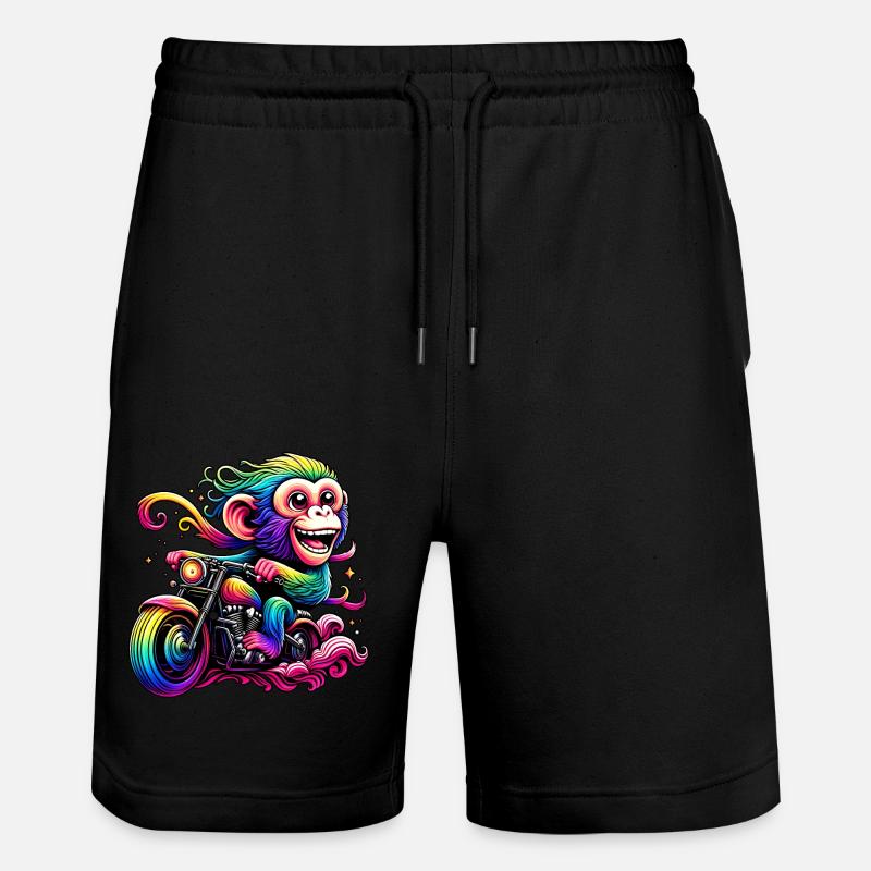 Regenbogenaffe am Regenbogensteuer - Stanley/Stella Unisex Bio Joggingshorts Trainer  - Schwarz