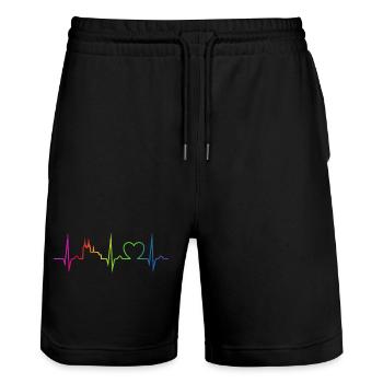 Courbe de coeur Carnaval de Cologne Déguisement arc-en-ciel - Short de jogging bio TRAINER Stanley/Stella unisexe - noir - Devant - Nik (191cm) & Marisol (170cm)
