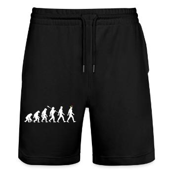 Evolution - Karneval - Narrenkappe - Verkleidung - Stanley/Stella Unisex Bio Joggingshorts Trainer  - Schwarz - Vorne - Nik (191cm) & Marisol (170cm)