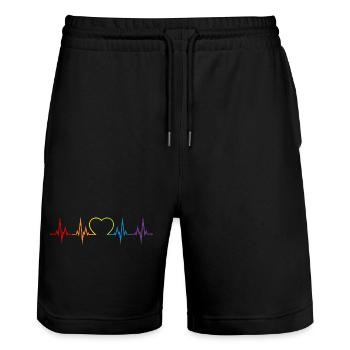 Heartbeat Rainbow Heart LGBT Love Colorful CSD - Short de jogging bio TRAINER Stanley/Stella unisexe - noir - Devant - Nik (191cm) & Marisol (170cm)