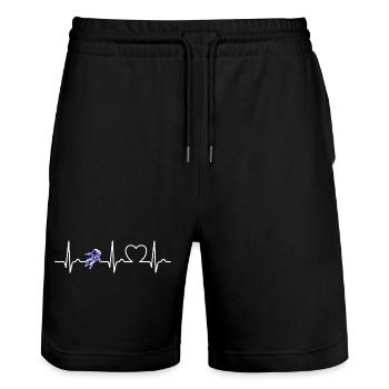 Herzkurve - Puls - EKG - Astronaut - Weltall - Stanley/Stella Unisex Bio Joggingshorts Trainer  - Schwarz - Vorne - Nik (191cm) & Marisol (170cm)