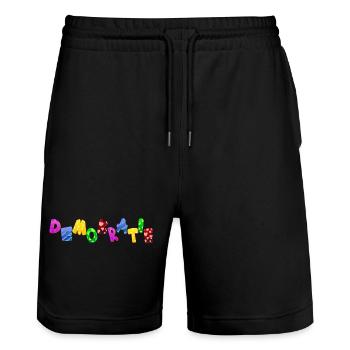 AfD stoppen gegen rechts Demokratie Vielfalt links - Stanley/Stella Unisex Bio Joggingshorts Trainer  - Schwarz - Vorne - Nik (191cm) & Marisol (170cm)
