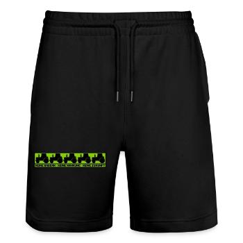 Bauerndemo Landwirtschaft Bauern Protest Sprüche - Stanley/Stella Unisex Bio Joggingshorts Trainer  - Schwarz - Vorne - Nik (191cm) & Marisol (170cm)