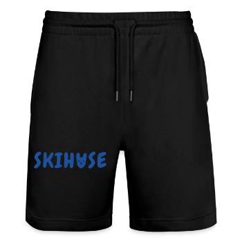 Skihase - Aprés Ski Wintersport Skiurlaub - Stanley/Stella Unisex Bio Joggingshorts Trainer  - Schwarz - Vorne - Nik (191cm) & Marisol (170cm)