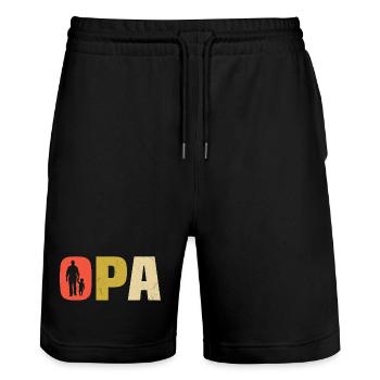 Opa und Enkel Geschenk für Großvater mit Enkel - Stanley/Stella Unisex Bio Joggingshorts Trainer  - Schwarz - Vorne - Nik (191cm) & Marisol (170cm)