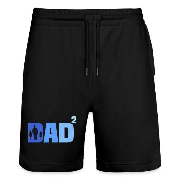 Father of Two Daughters Gift Dad Daughters - Stanley/Stella Trainer Unisex Organic Jogging Shorts - black - Front - Nik (191cm) & Marisol (170cm)