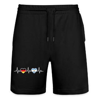 Argentinien Deutschland Herzschlag Flagge Argen - Stanley/Stella Unisex Bio Joggingshorts Trainer  - Schwarz - Vorne - Nik (191cm) & Marisol (170cm)