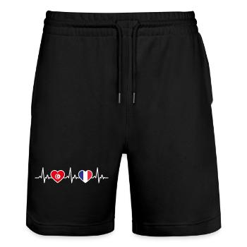 Tunesien Herzschlag Frankreich - Stanley/Stella Unisex Bio Joggingshorts Trainer  - Schwarz - Vorne - Nik (191cm) & Marisol (170cm)
