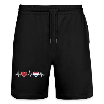 Marokko Niederlande Herzschlag Flagge Marokkaner - Stanley/Stella Unisex Bio Joggingshorts Trainer  - Schwarz - Vorne - Nik (191cm) & Marisol (170cm)