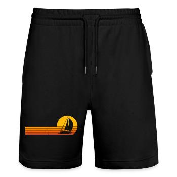 Segler Segelboot Sonnenaufgang Segeln - Stanley/Stella Unisex Bio Joggingshorts Trainer  - Schwarz - Vorne - Nik (191cm) & Marisol (170cm)