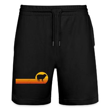 Schafe Sonnenaufgang T-Shirt Lustiges Schaf - Stanley/Stella Unisex Bio Joggingshorts Trainer  - Schwarz - Vorne - Nik (191cm) & Marisol (170cm)
