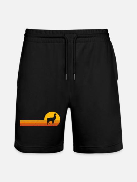 Sunrise retro alpaca - Stanley/Stella Trainer Unisex Organic Jogging Shorts - black