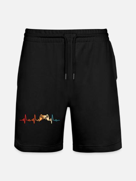 gamer gamer heartbeat console - Stanley/Stella Trainer Unisex Organic Jogging Shorts - black