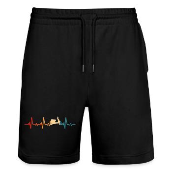 scooter retro scooterdriving scooter moped - Stanley/Stella Trainer Unisex Organic Jogging Shorts - black - Front - Nik (191cm) & Marisol (170cm)