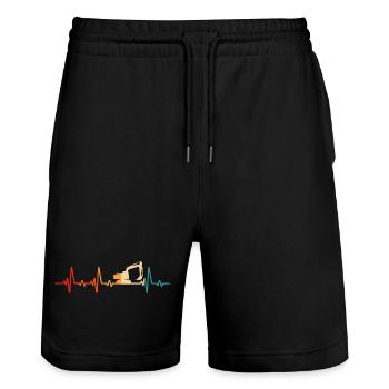 Retro Excavator Excavator Driver Construction Site - Stanley/Stella Trainer Unisex Organic Jogging Shorts - black - Front - Nik (191cm) & Marisol (170cm)