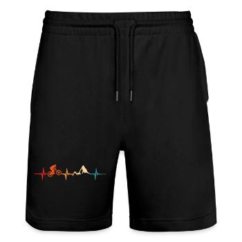 Mountain Bike Heartbeat MTB Downhill - Stanley/Stella Trainer Unisex Organic Jogging Shorts - black - Front - Nik (191cm) & Marisol (170cm)