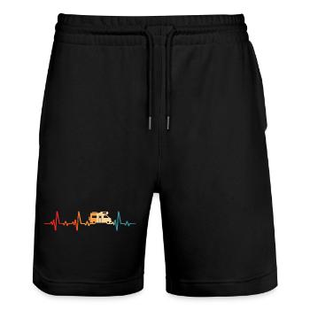 Wohnmobil camping t-shirt retro camper wohnwagen - Stanley/Stella Unisex Bio Joggingshorts Trainer  - Schwarz - Vorne - Nik (191cm) & Marisol (170cm)