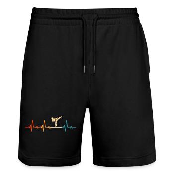 Karate Herzschlag - Stanley/Stella Unisex Bio Joggingshorts Trainer  - Schwarz - Vorne - Nik (191cm) & Marisol (170cm)