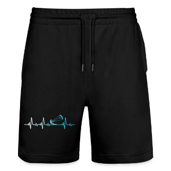 Kitesurfing Retro Herzschlag Kitesurfer - Stanley/Stella Unisex Bio Joggingshorts Trainer  - Schwarz - Vorne - Nik (191cm) & Marisol (170cm)