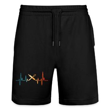 Bäcker Herzschlag Backen Bäckerin Kuchen Cupcake - Stanley/Stella Unisex Bio Joggingshorts Trainer  - Schwarz - Vorne - Nik (191cm) & Marisol (170cm)