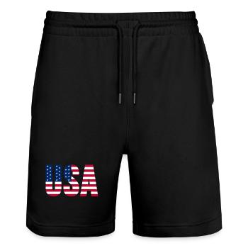 États-Unis Amérique Américain - Short de jogging bio TRAINER Stanley/Stella unisexe - noir - Devant - Nik (191cm) & Marisol (170cm)