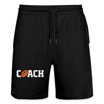 Coach rugby T-shirt Rugby Trainer - Stanley/Stella Trainer Unisex Organic Jogging Shorts - black - Front - Nik (191cm) & Marisol (170cm)