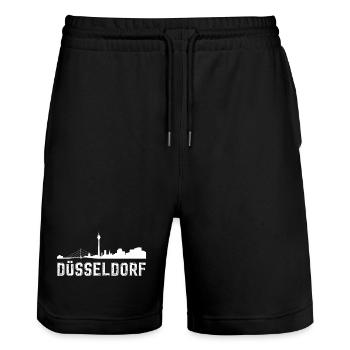 Dusseldorf Skyline - Stanley/Stella Unisex Bio Joggingshorts Trainer  - Schwarz - Vorne - Nik (191cm) & Marisol (170cm)