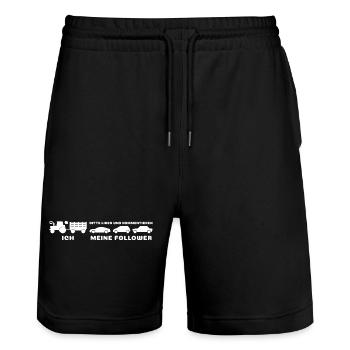 Ich meine Follower Liken Kommentieren Influencer - Stanley/Stella Unisex Bio Joggingshorts Trainer  - Schwarz - Vorne - Nik (191cm) & Marisol (170cm)