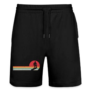 Surf rétro Surfen Surfer - Short de jogging bio TRAINER Stanley/Stella unisexe - noir - Devant - Nik (191cm) & Marisol (170cm)