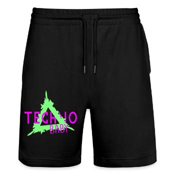 Techno baby - Stanley/Stella Trainer Unisex Organic Jogging Shorts - black - Front - Nik (191cm) & Marisol (170cm)