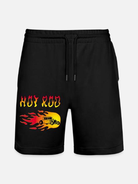 Oldtimer-Rennwagen und Flammen - Stanley/Stella Unisex Bio Joggingshorts Trainer  - Schwarz