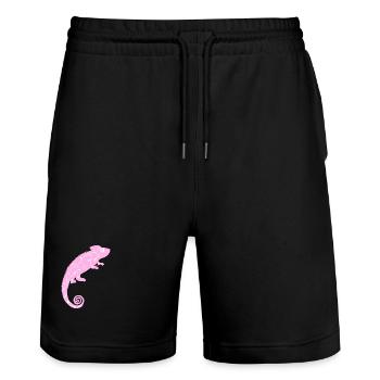 Pink chameleon - Stanley/Stella Trainer Unisex Organic Jogging Shorts - black - Front - Nik (191cm) & Marisol (170cm)