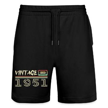 1951 Original 1951 Retro 1951 Birthday Gift - Stanley/Stella Trainer Unisex Organic Jogging Shorts - black - Front - Nik (191cm) & Marisol (170cm)