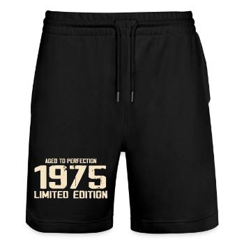 1975 Limited edition 1975 Birthday 1975 Retro - Stanley/Stella Trainer Unisex Organic Jogging Shorts - black - Front - Nik (191cm) & Marisol (170cm)