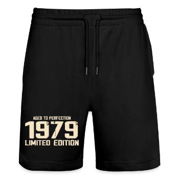 1979 Limited edition 1979 Birthday 1979 Retro - Stanley/Stella Trainer Unisex Organic Jogging Shorts - black - Front - Nik (191cm) & Marisol (170cm)