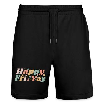 Happy Fri-Yay Friday Lovers Fun Teacher Life - Short de jogging bio TRAINER Stanley/Stella unisexe - noir - Devant - Nik (191cm) & Marisol (170cm)