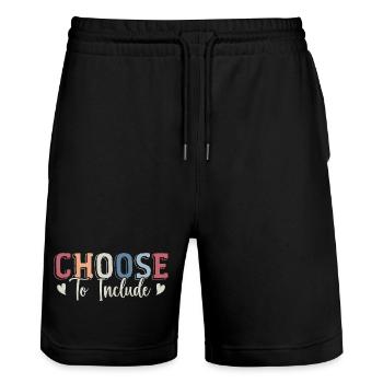 Choose To Include For Autism Teacher SPED - Stanley/Stella Trainer Unisex Organic Jogging Shorts - black - Front - Nik (191cm) & Marisol (170cm)