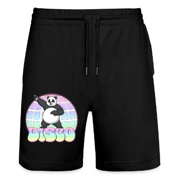 Panda Bär Tanzen Disco Party 70er Jahre Discokugel - Stanley/Stella Unisex Bio Joggingshorts Trainer  - Schwarz - Vorne - Nik (191cm) & Marisol (170cm)
