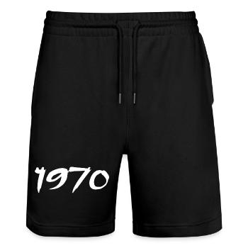 1970 Cadeau 55e Anniversaire 1970 Retro 1970 - Short de jogging bio TRAINER Stanley/Stella unisexe - noir - Devant - Nik (191cm) & Marisol (170cm)