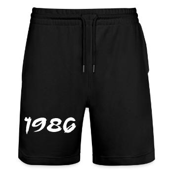 1986 Gift 39th Anniversary 1986 Retro 1986 - Stanley/Stella Trainer Unisex Organic Jogging Shorts - black - Front - Nik (191cm) & Marisol (170cm)
