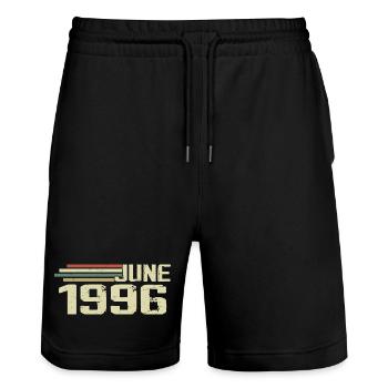 June 1996 Anniversary June 1996 June 1996 Birthday - Stanley/Stella Trainer Unisex Organic Jogging Shorts - black - Front - Nik (191cm) & Marisol (170cm)