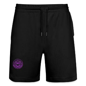Lotus violett - Stanley/Stella Unisex Bio Joggingshorts Trainer  - Schwarz - Vorne - Nik (191cm) & Marisol (170cm)