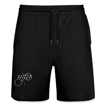 proper lines 3 - Stanley/Stella Unisex Bio Joggingshorts Trainer  - Schwarz - Vorne - Nik (191cm) & Marisol (170cm)
