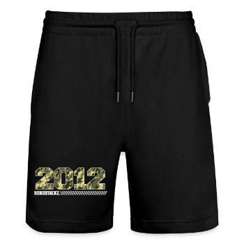 2012 Jubiläumsgeschenk Jahrgang 2012 Armee - Stanley/Stella Unisex Bio Joggingshorts Trainer  - Schwarz - Vorne - Nik (191cm) & Marisol (170cm)