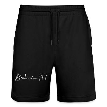 Bruh i'm 14 - lustige Party zum 14. Geburtstag - Stanley/Stella Unisex Bio Joggingshorts Trainer  - Schwarz - Vorne - Nik (191cm) & Marisol (170cm)