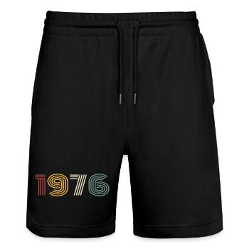 1976 Retro Style 1976 Birthday 1976 Vintage - Stanley/Stella Trainer Unisex Organic Jogging Shorts - black - Front - Nik (191cm) & Marisol (170cm)